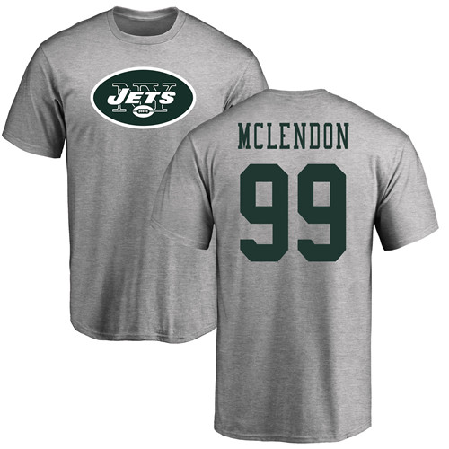 New York Jets Men Ash Steve McLendon Name and Number Logo NFL Football #99 T Shirt